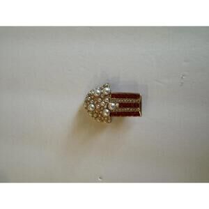 Vintage Popcorn Brooch with Pearls and Red Accents
